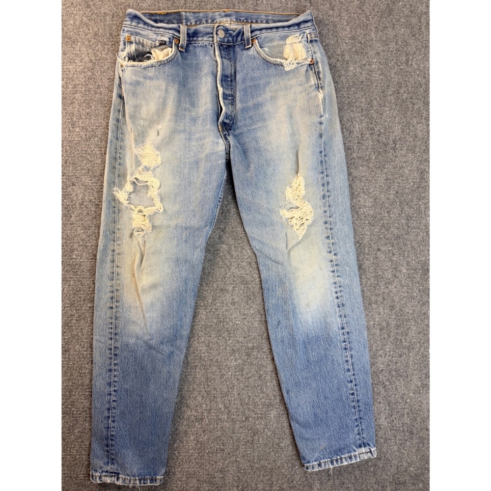 VTG Levis 501 Jeans Mens 34x30 Blue Cotton Distressed Straight Made in USA 1986